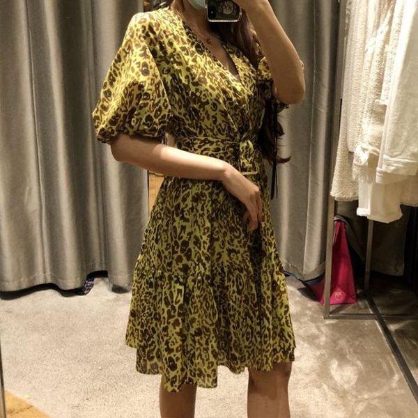 

party dresses women dress summer leopard print v-neck for women's 2021, White;black
