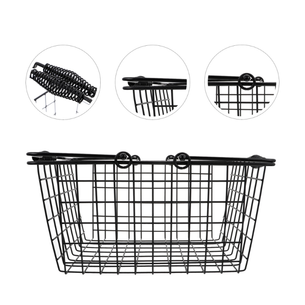 

storage baskets 1pc kitchen vegetable washing basket metal portable drain (black)