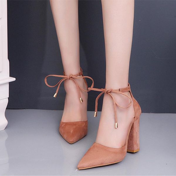 

dress shoes women pumps high heels ladies lace up point toe party wedding pump black woman 35-43 chaussures femme