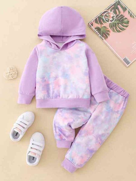 

baby tie dye hoodie & sweatpants she, White