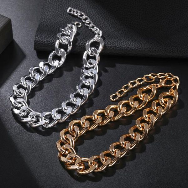 

punk circle thick chain choker for women collar statement necklaces clavicle party jewelry gift, Silver