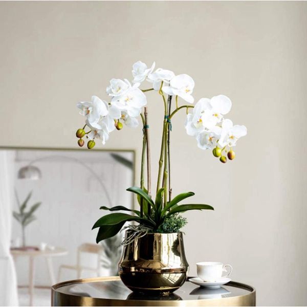 

decorative flowers & wreaths 4pcs tablephalaenopsis artificial flower with leaves home decoration furnishings wedding