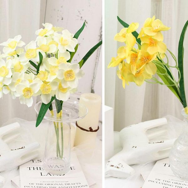 

decorative flowers & wreaths living room wreath wedding artificial plant narcissus daffodil fake leaf bouquet faux daffodils shrubs plants h