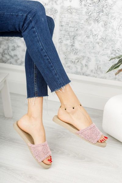 

slippers women powder single band braided, Black