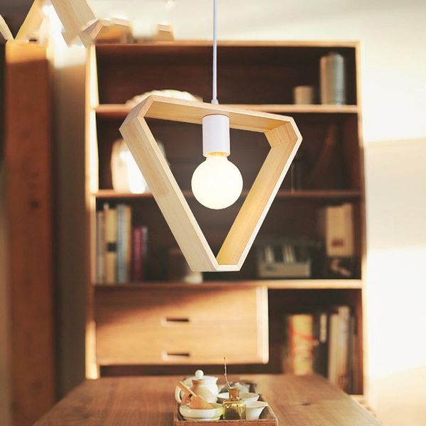 

pendant lamps nordic minimalist led lights modern wooden hanging luminaire suspension for home living room decor bedroom light