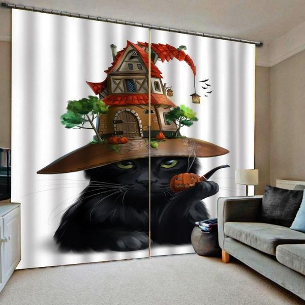 

curtain & drapes 3d blackout christmas theme curtains for living room bedroom cute cat children's