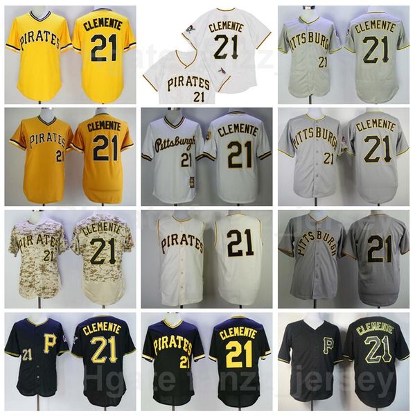 

1953 1962 vintage 21 roberto clemente retro baseball jersey flexbase cool base cooperstown retire pullover black white yellow grey beige sti, Blue;black