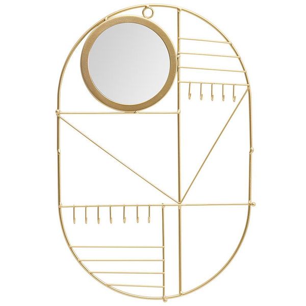 

nordic light luxury girl bedroom wall iron creative jewelry storage rack beauty salon wall personalized decorative mirror