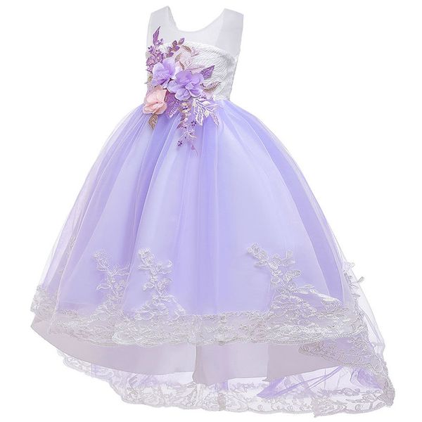 

flower girls wedding party and ground tail long dresses new flower boy dance performance party jacquard tail dresses, White;pink