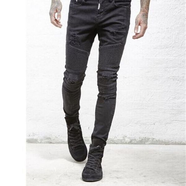 

rip jean mens distressed ripped jeans slimfit denim trousers tight pants denim trousers torn denim casual man hip hop jeans, Blue