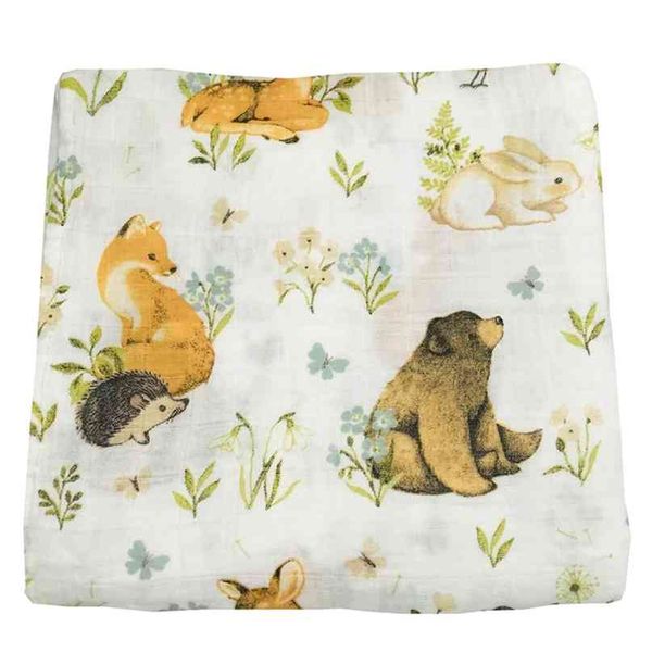 

digital printing bamboo&cotton muslin blanket baby bedding bath towels born babies swaddle wrap receiving for kids 210823