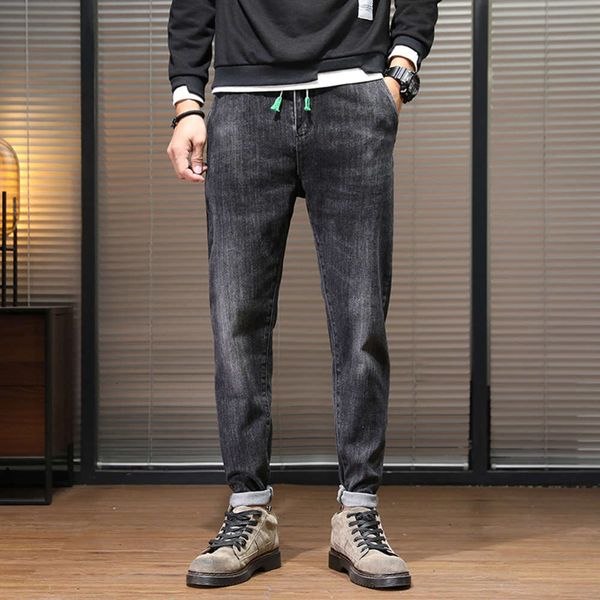 

autumn new elastic slim fit small foot high end jeans fashion brand loose personality harlan long pants men's trend, Blue