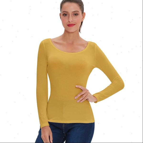 

2pcs 3pcs pack viscose spandex bottoming shirt woman long sleeve blouse stretchy comfortable undershirt m046round drop shipping, White