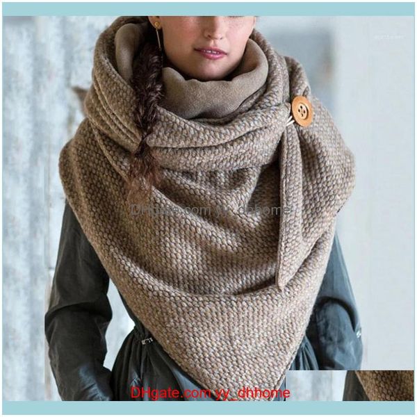 

wraps hats, scarves & gloves fashion aessorieswomen winter thicken warm large shawl wrap contrast color polka dot printing soft button scarf, Blue;gray