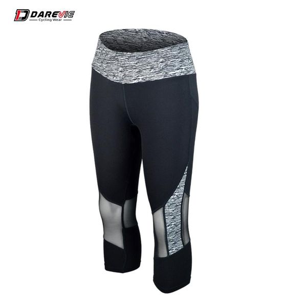 

darevie yoga pants 3/4 gym pants, White;red