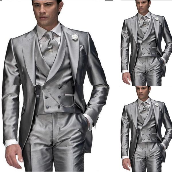 Três Peças negócio Casual Homens Breasted Homens Smoking Ternos Slim Fit Casamento Banquete Terno