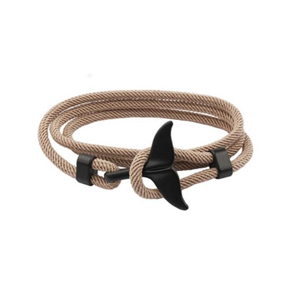 

link, chain personality creative whale tail pendant bracelet trend simple ins wind braided rope couple jewelry party accessories, Black
