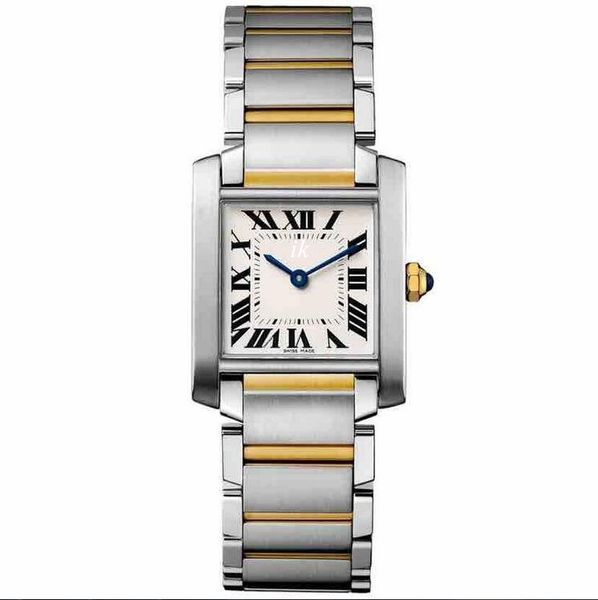 Klassische Quarzuhr für Damen, modische Damenuhren, Gold-Silber-Farben-Band, Edelstahl-Armbanduhr, 20 mm, CA01-2