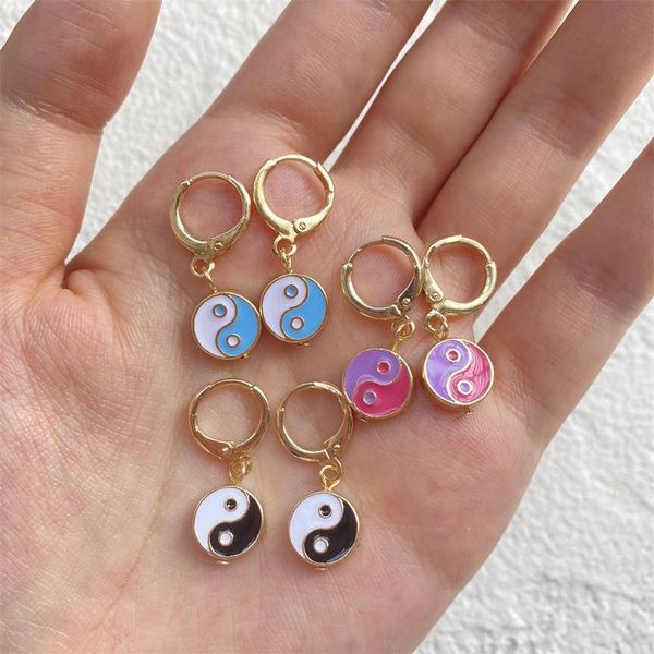

dangle & chandelier vintage color dripping gossip earrings simple retro yin yang tai chi for women girls fashion jewelry, Silver