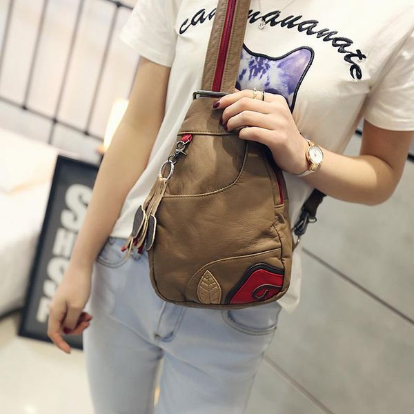 

backpack style autumn fashion ladies 2021 chest bag multifunctional dual-use soft leather mini messenger
