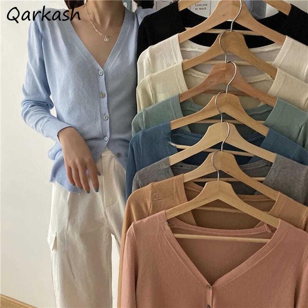

women's knits & tees cardigan women solid simple tender spring feminine v-neck long sleeve leisure soft classic basic knitwear all-matc, White