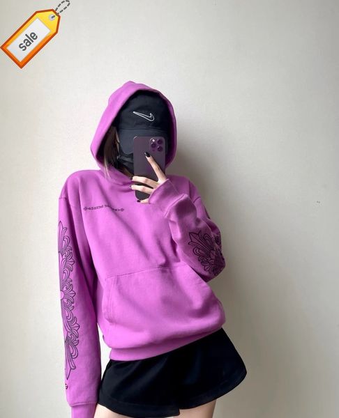 

winter ch2022ss autumn new and graffiti spider web hooded drawstring elastic men's women's same sweater, Black