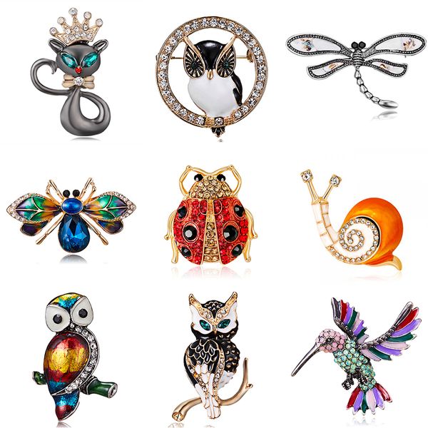 

animals jewelry brooch pins cat dragonfly insect owl bird beetle brooches for women men costume lapel pins giftdio chan contac, Gray
