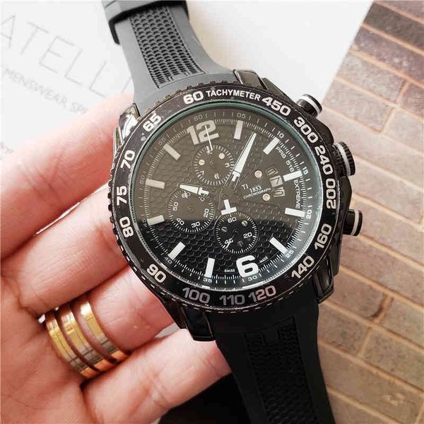 luxury fashion rubber strap wateproof full function quartz es for business men wrist watch wristwatch reloj hombre, Slivery;brown