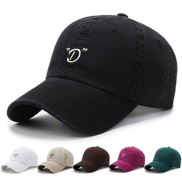 

korean letter embroidered baseball hat female spring and autumn versatile duck tongue outdoor leisure wash cloth sunshade has, Blue;gray