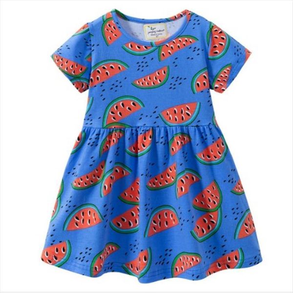 

princess kids clothing girls girl dress summer all print watermelon children clothes tunic tutu frocks, Red;yellow