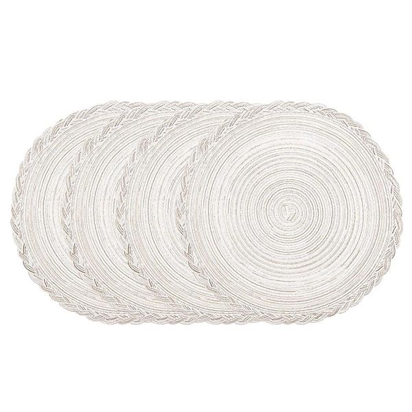 

mats & pads round woven placemat, set of 4 perfect for fall, dinner parties, bbqs, christmas parties and everyday use,15 inch