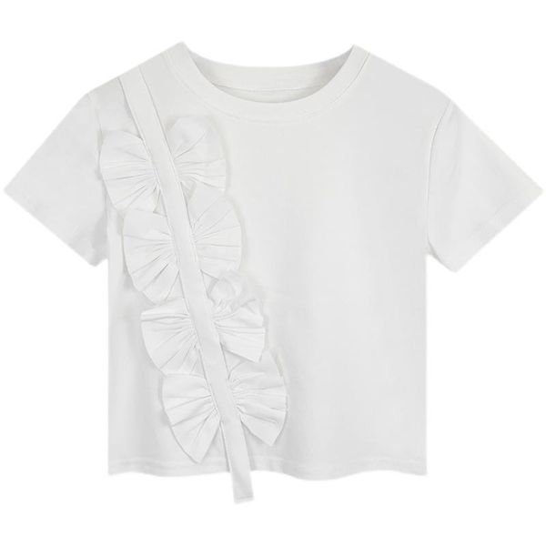 

women's t-shirt korobov korean office lady o neck short sleeve t shirts vintage streetwear bow white sweet female 2021 summer tee