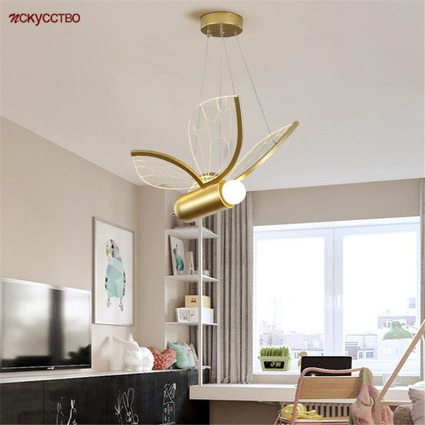 

chandeliers creative children's room big butterfly led for baby bedroom nursery home deco acrylic changeable lighting fixtures