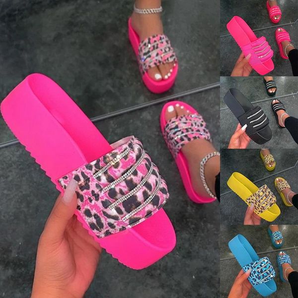 

dropship summer women rhinestone platform slippers wedge sandals beach slippers women's fashion casual loafer, Black