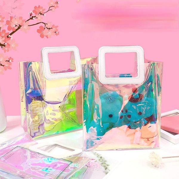

gift wrap fashion laser bag customized pvc handbag small for holiday/wedding/baby shower/birthday party favors packaging box