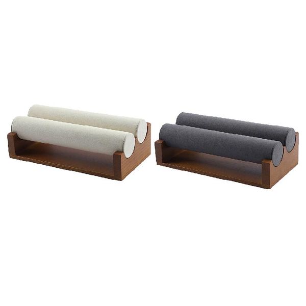 

jewelry pouches, bags 2 pcs single layer bracelet holder watch display storage rack hair ring head rope holder, beige & dark gray, Pink;blue