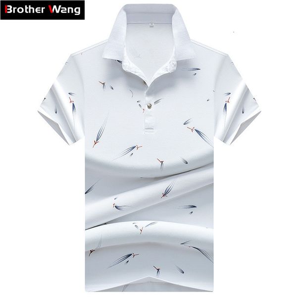 

2021 men brand shirt summer new style 100% cotton business casual fashion printing short sleeve polo male clothing g9qk, White;black