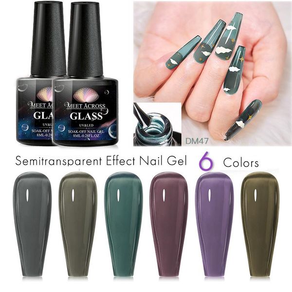 

nail gel meet across 8ml translucent polish natural color jelly uv crystal art design soak off long lasting, Red;pink
