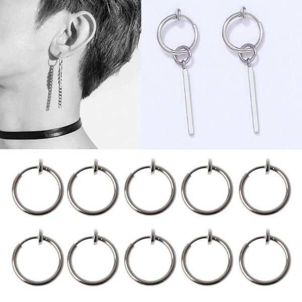 

hoop & huggie 10pcs sliver no ear-hole diy clip on circle earrings for jewelry making, Golden;silver