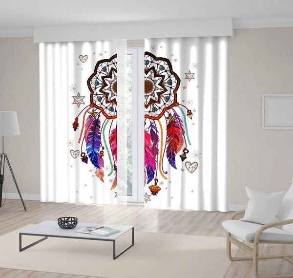 

curtain & drapes with dreamcatcher gemstones and feathers colorful stylish boho fun art brown blue red