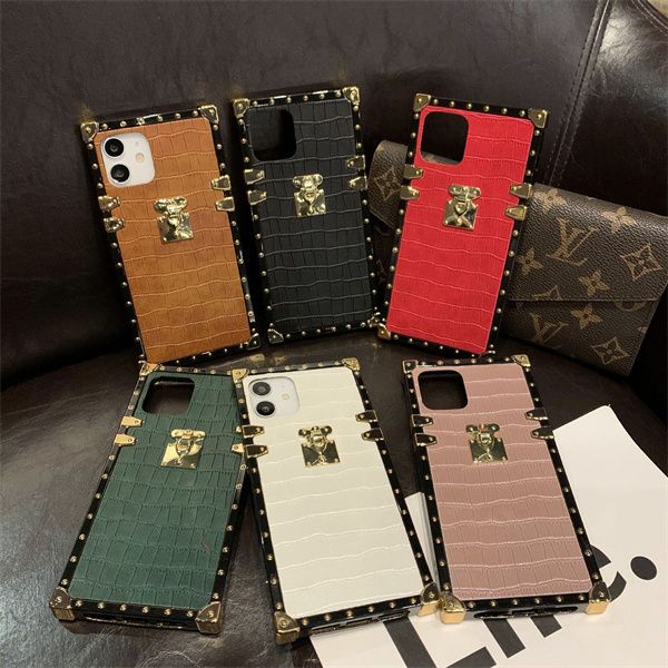 

fashion luxury phone cases bumper protective elegant square pu leather soft tpu shockproof cover for iphone 13 12 11 xr 7 8 case