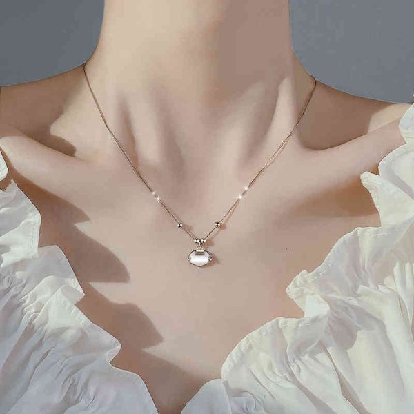 

925 silver necklace female xia ping'an long life lock 2021 clavicle chain sweater