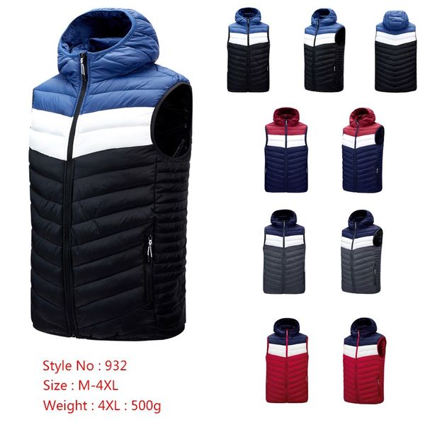 

men splicing waistcoat down coats fashion trend windproof warm thicken puffer jacket designer winter luxury bread vest puff jackets for man, Black