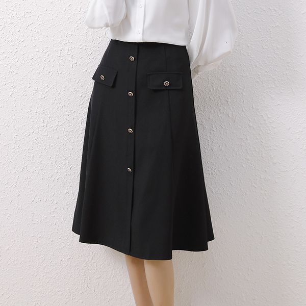 

skirts 2021 autumn a-line umbrella high waist elegant black slim large swing medium long bag cover decorative skirt