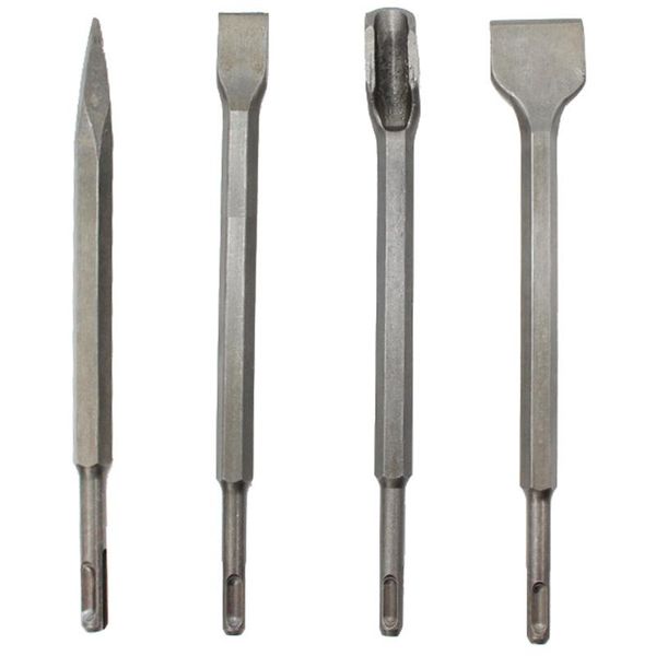 

hand & power tool accessories 4pcs 250mm chisels set point groove gouge flat chisel electric hammer drill bit break concrete brick wall dril
