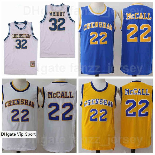 

movie basketball crenshaw 22 quincy mccall jersey 32 monica wright flint tropics semi pro high school team color blue yellow white, Black