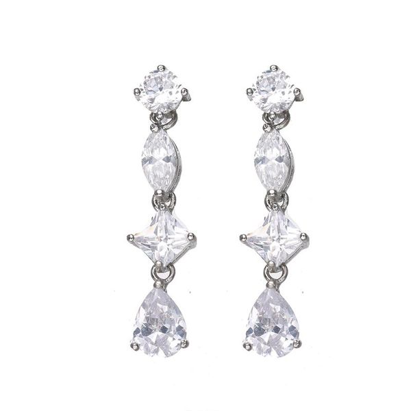 

stud bettyue fashion charming geometry shape long earring for women&girls elegant zirconia jewelry party fancy gift, Golden;silver