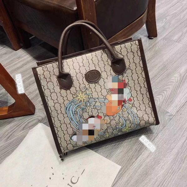 

2021 autumn and winter printed tote bag e + shopping bag large capacity tang duck foreign style women's