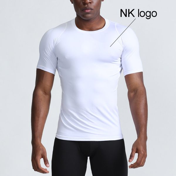 

wholesale fitness clothes men's summer sports short-sleeved quick-drying clothes basketball training tights customized fitness clothes, White;black