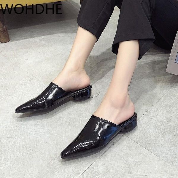 

black red women point toe slippers flat heels outside ladies slides luxury party mules ladies slides beach mules shoes